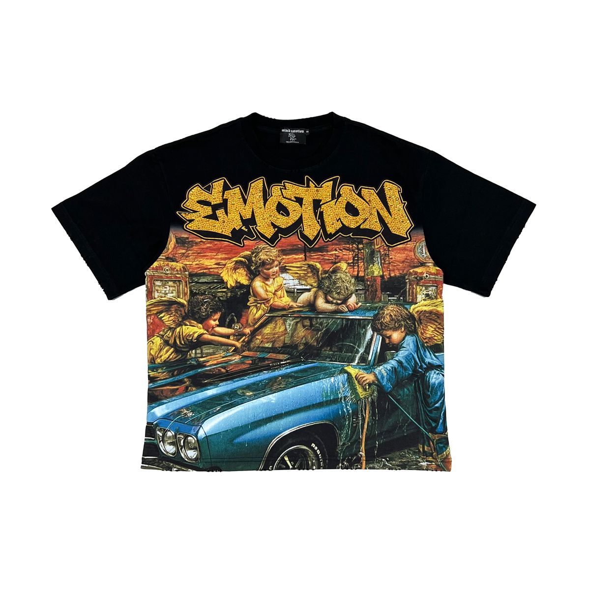 Mixed Emotion Angel Wash T-Shirt In Black