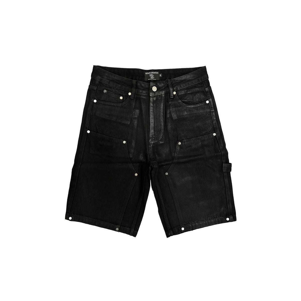 Mixed Emotion Worker Wax Shorts In Black