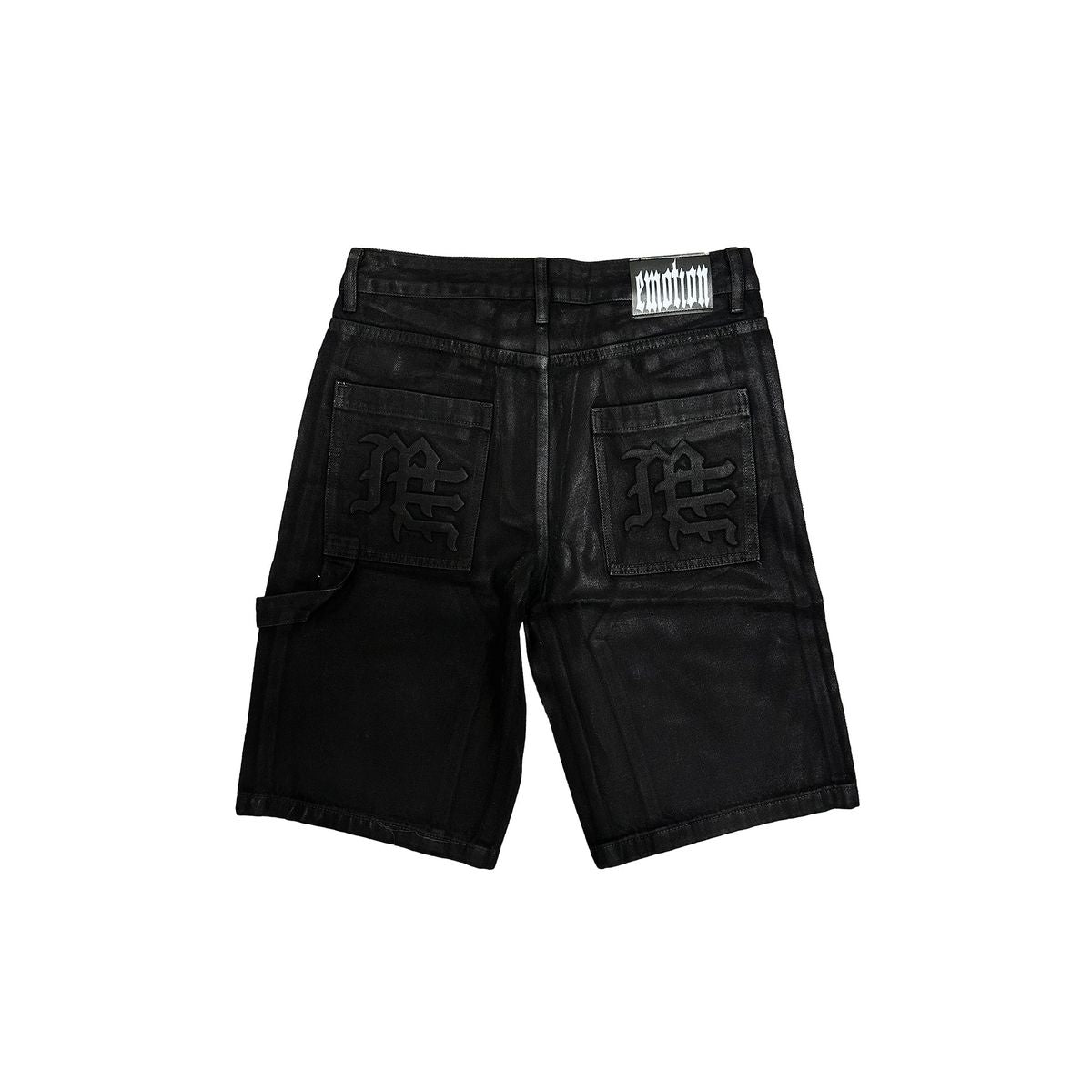 Mixed Emotion Worker Wax Shorts In Black