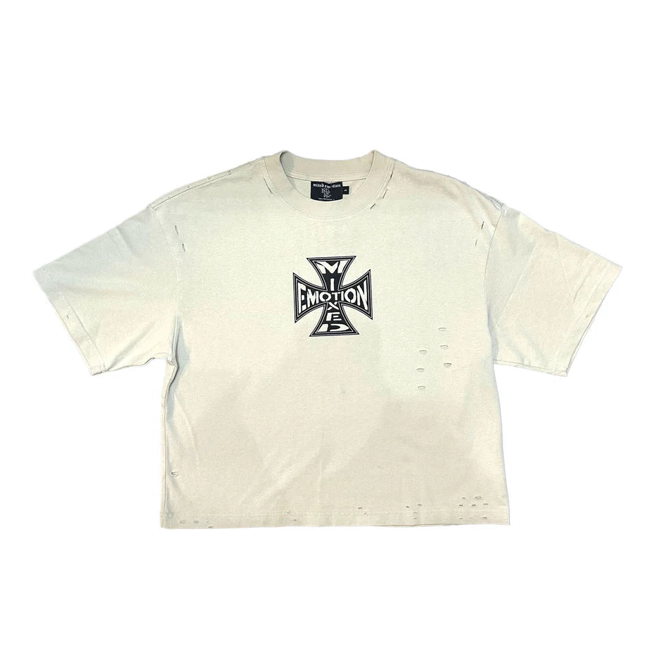 Mixed Emotion Classic T-Shirt Boxy Fit In Cream