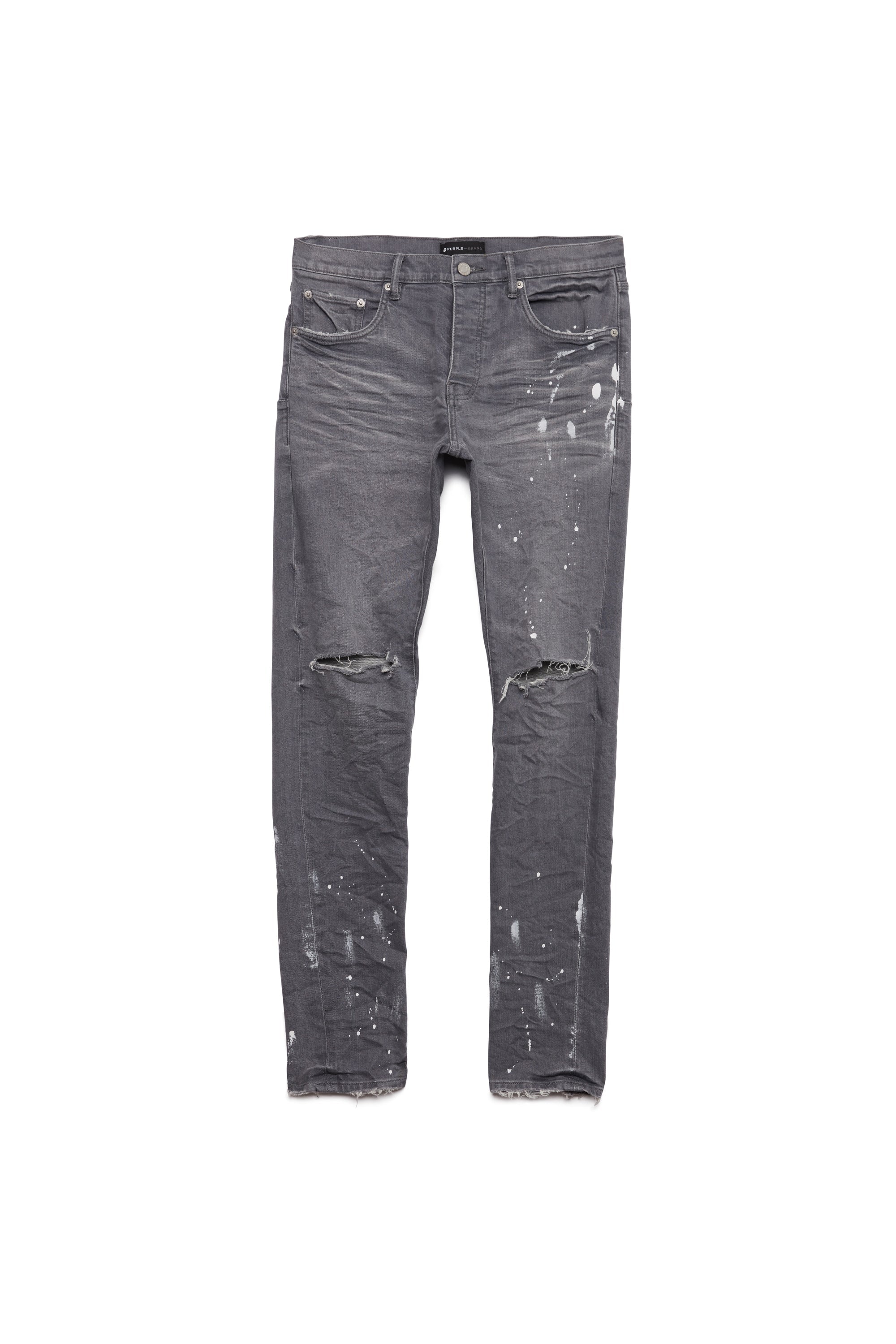 Purple Brand P001 Worn Grey Knee Slit Jeans WGKS
