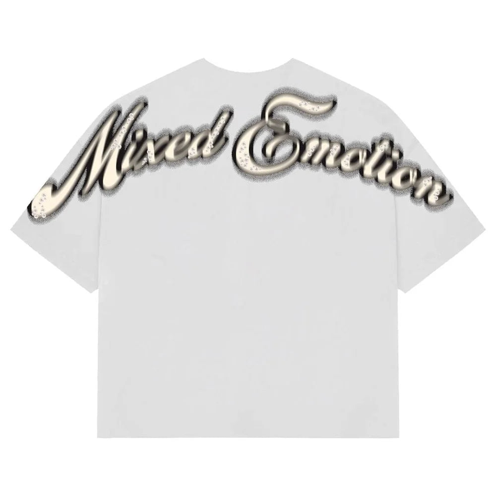 Mixed Emotion White Pearl Cropped T Shirt
