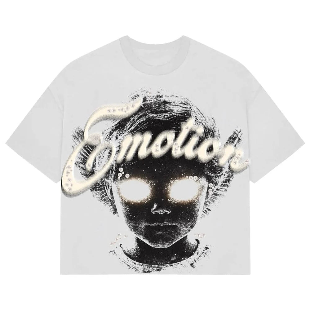 Mixed Emotion White Pearl Cropped T Shirt