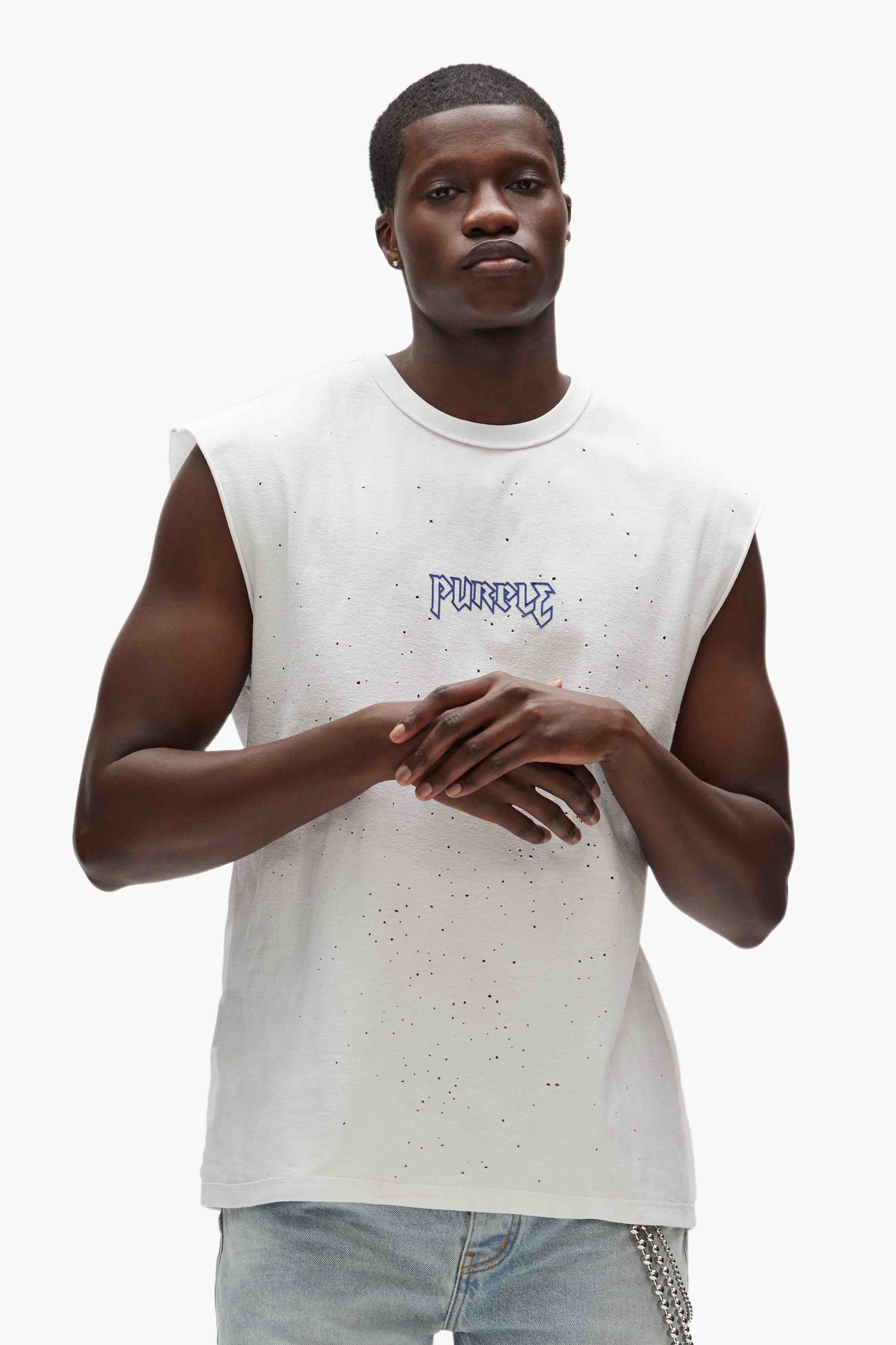 Purple Brand Metal Tank Top In Light Indigo