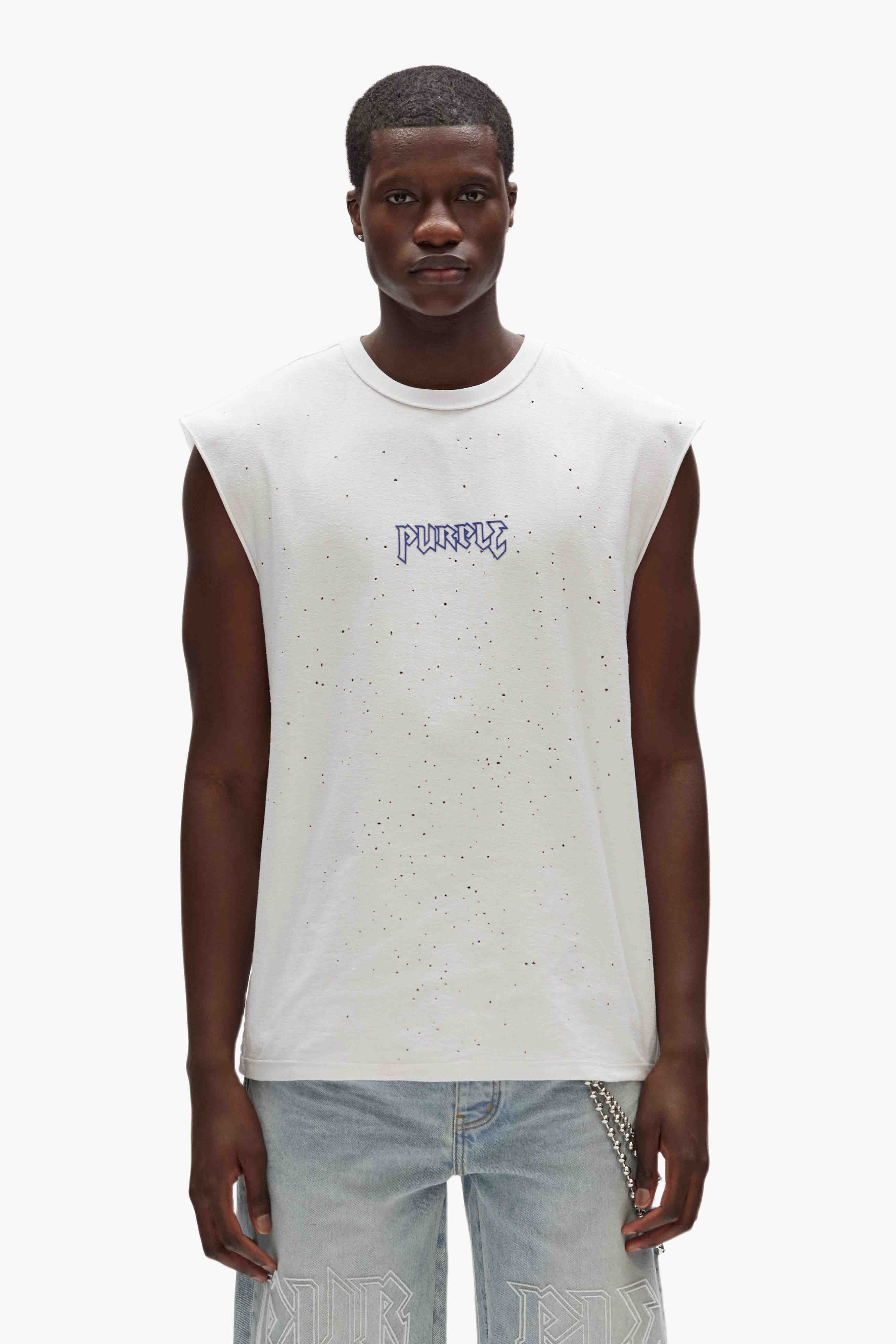 Purple Brand Metal Tank Top In Light Indigo