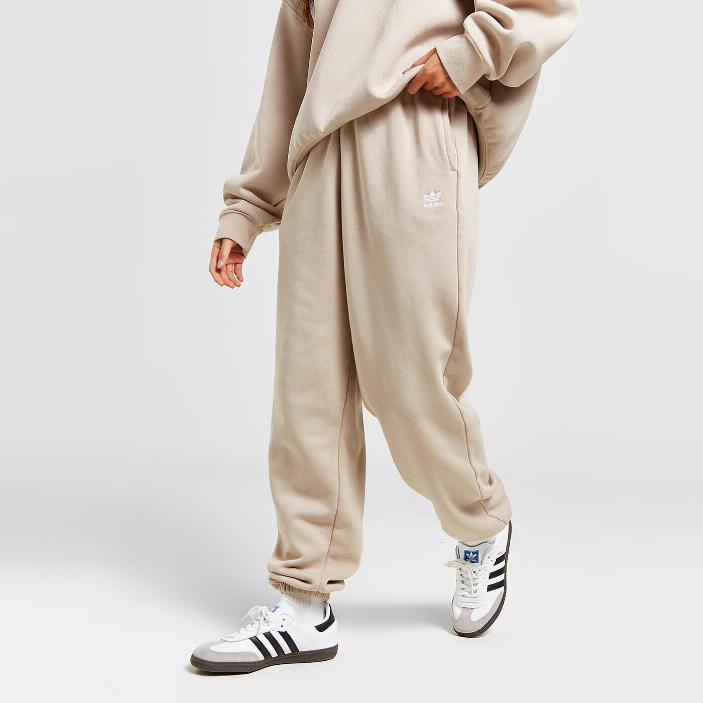 Adidas Originals Essentials Fleece Joggers In Beige IW0400